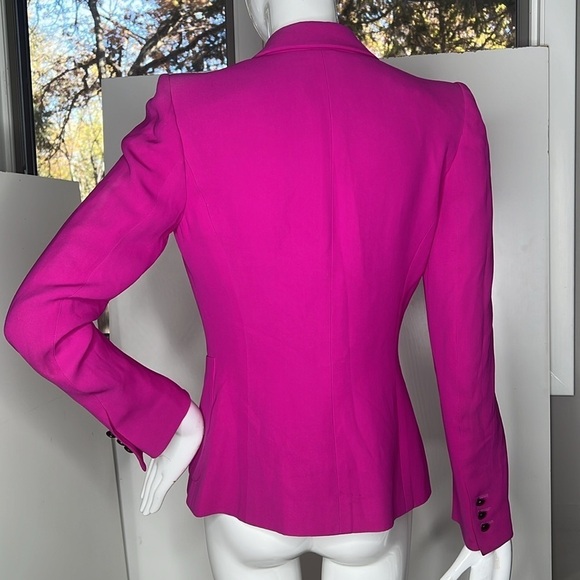 Emanuel Ungaro Paris Sz 34 Bright Pink Fitted Single Button Blazer - Picture 2 of 9